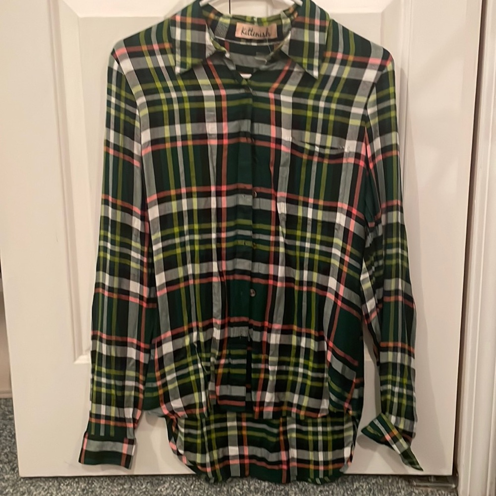 Kittenish green Plaid button down